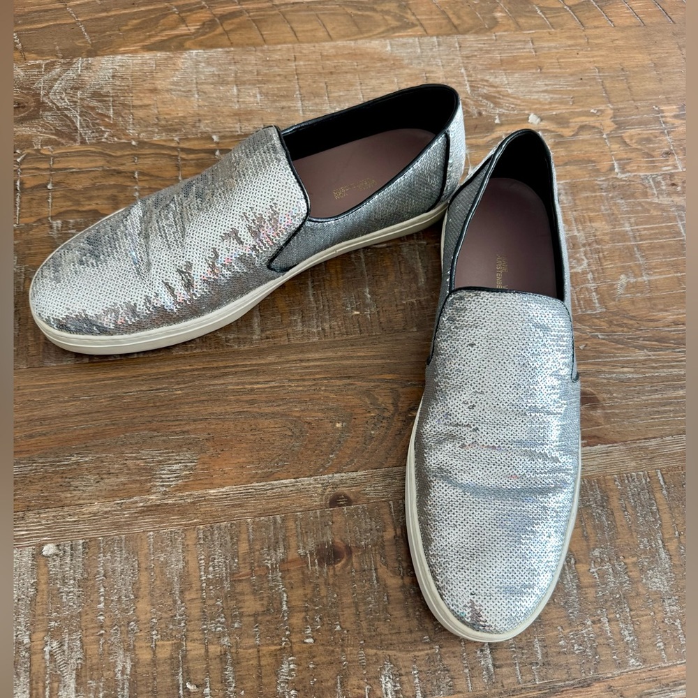 Diane Von Furstenberg Women's Budapest Silver Sequin Slip On
Sneakers, Size 11